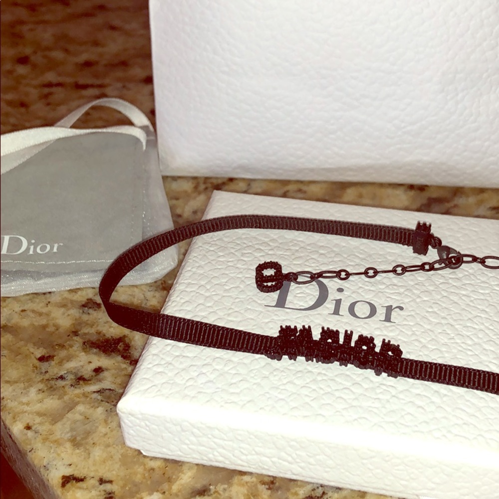 Dior black studded choker